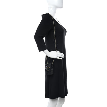 Chanel Calfskin Quilted Mini Drawstring Bucket Bag Black 2 of 10