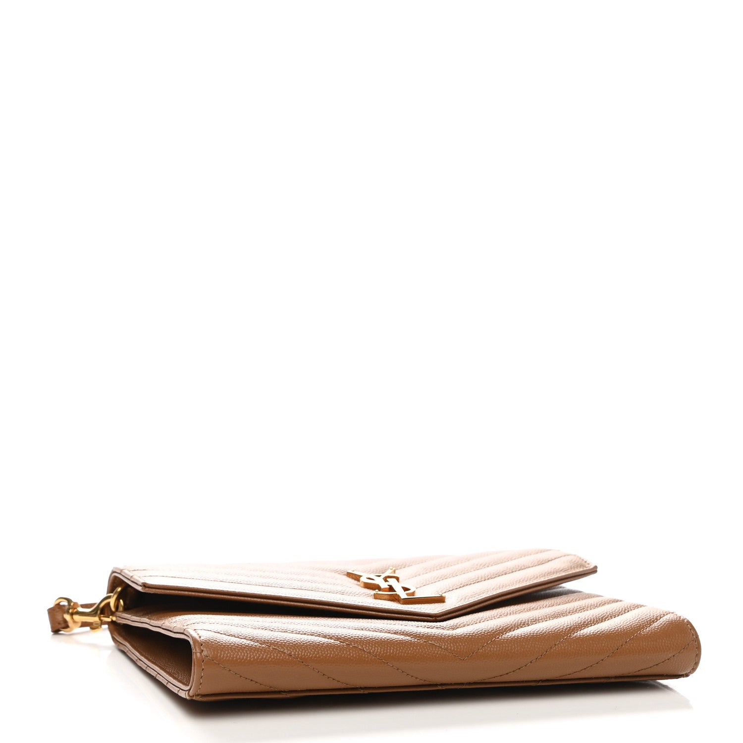 Saint Laurent Grain De Poudre Matelasse Chevron Monogram Cassandre Flap Pouch Natural Dark 4 of 6