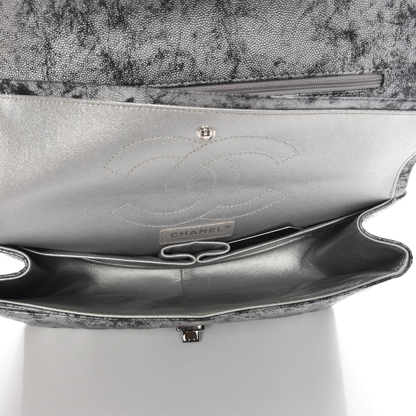 Metallic Caviar Quilted 2.55 Reissue 226 Flap Silver Black