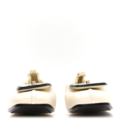 Chanel Lambskin CC Turnlock Ballerina Flats 37.5 Ivory Black 3 of 9