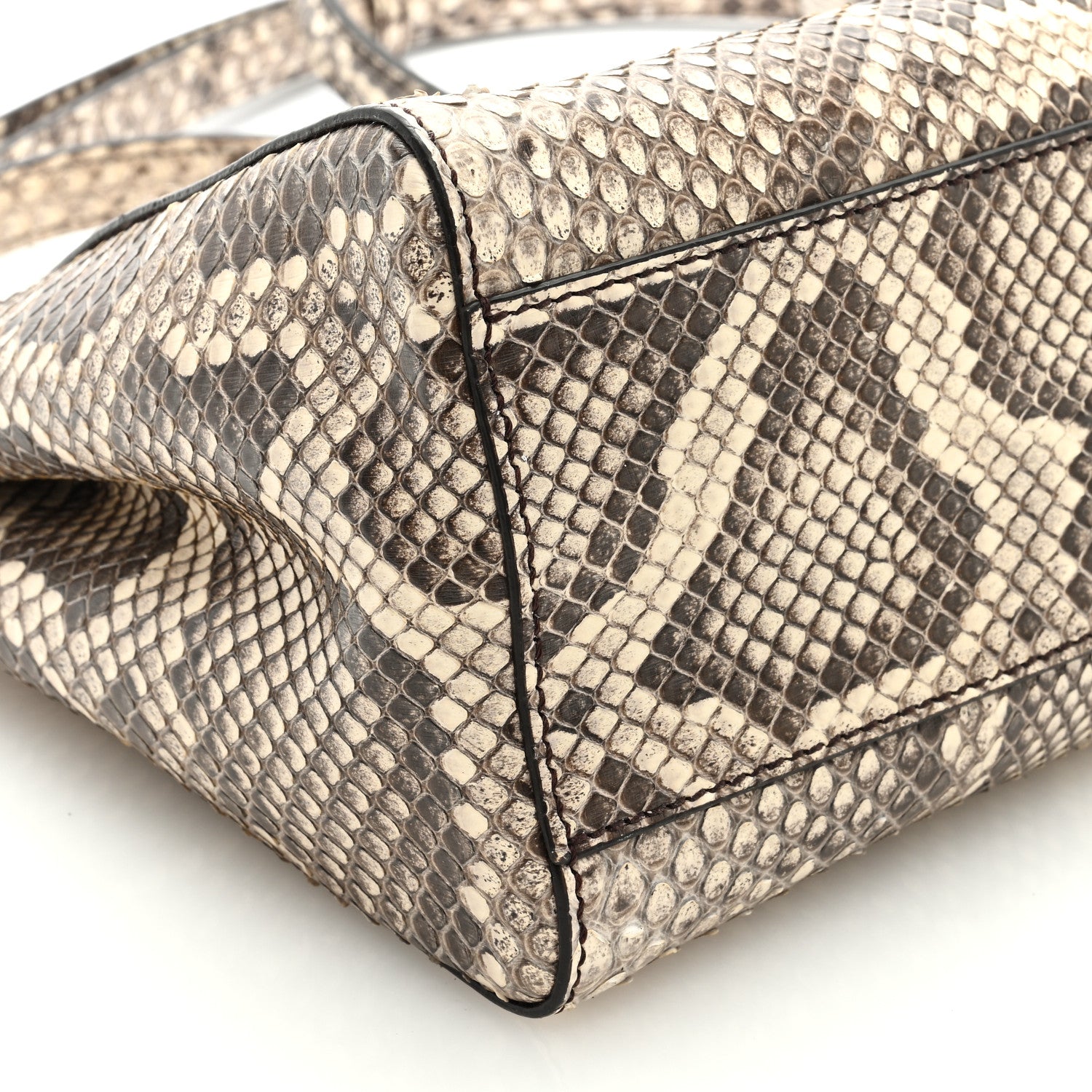 Fendi Snakeskin Shiny Nappa Mini Peekaboo Iconic Satchel Daisy Roccia Camelia 8 of 9