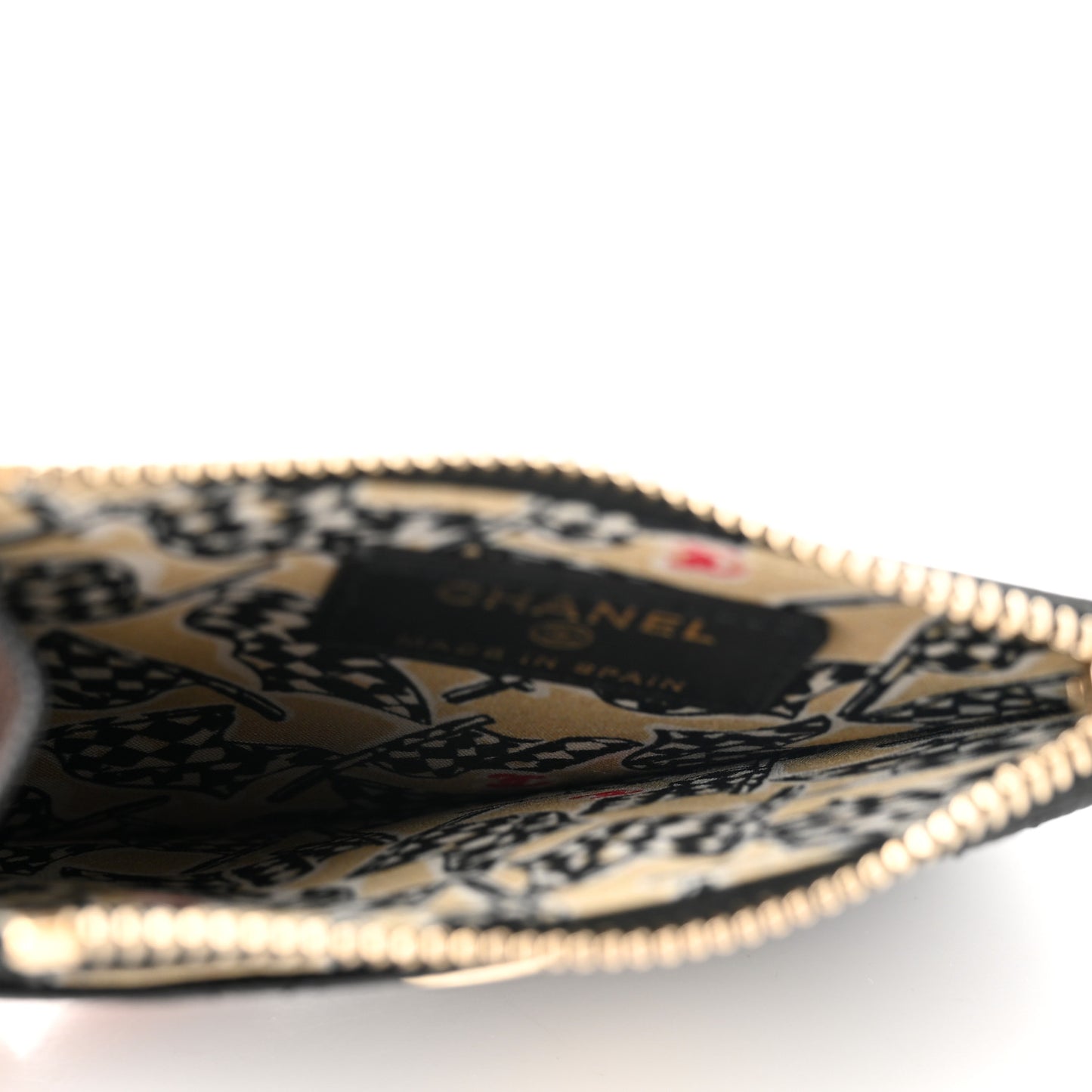 Caviar Quilted CC Zip Card Holder Black