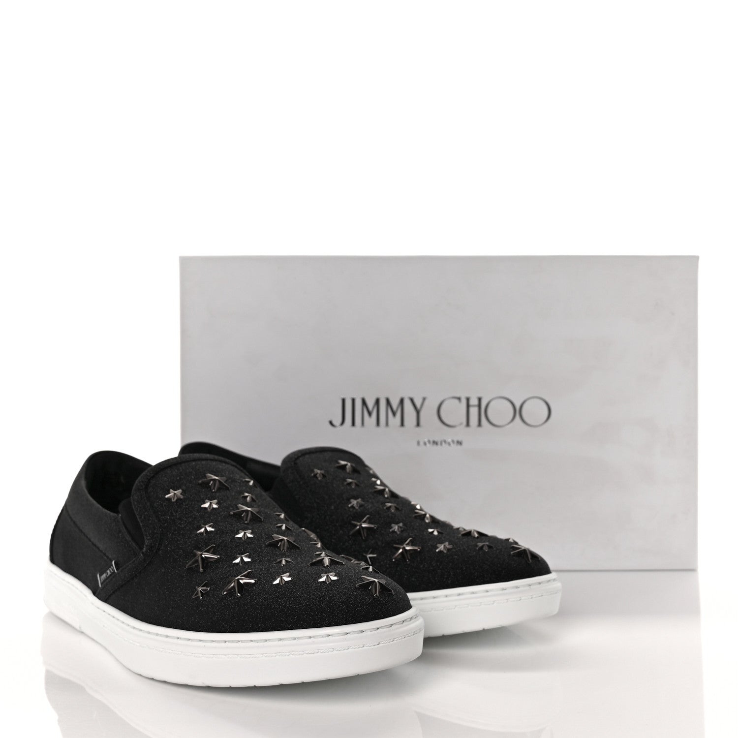 Jimmy Choo Fine Glitter Suede Mens Grove Sneakers 41 Black 8 of 8