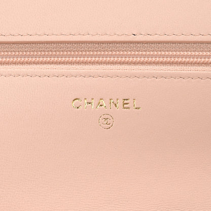 Chanel Lambskin Resin Bi-Color Quilted Wallet On Chain WOC Light Beige 6 of 13