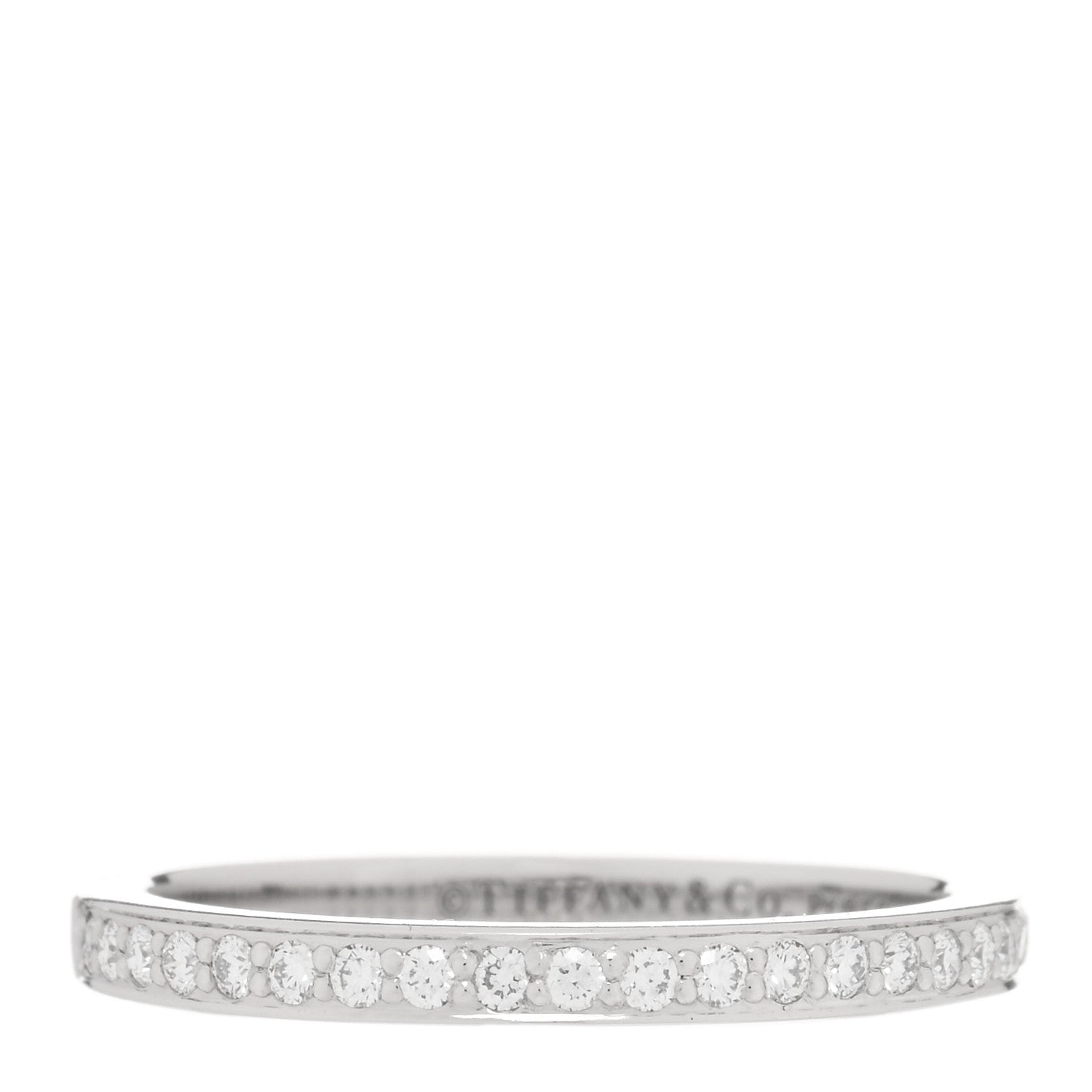 Tiffany Platinum Diamond Grace Half Circle Wedding Band Ring 54 6.75 1 of 4