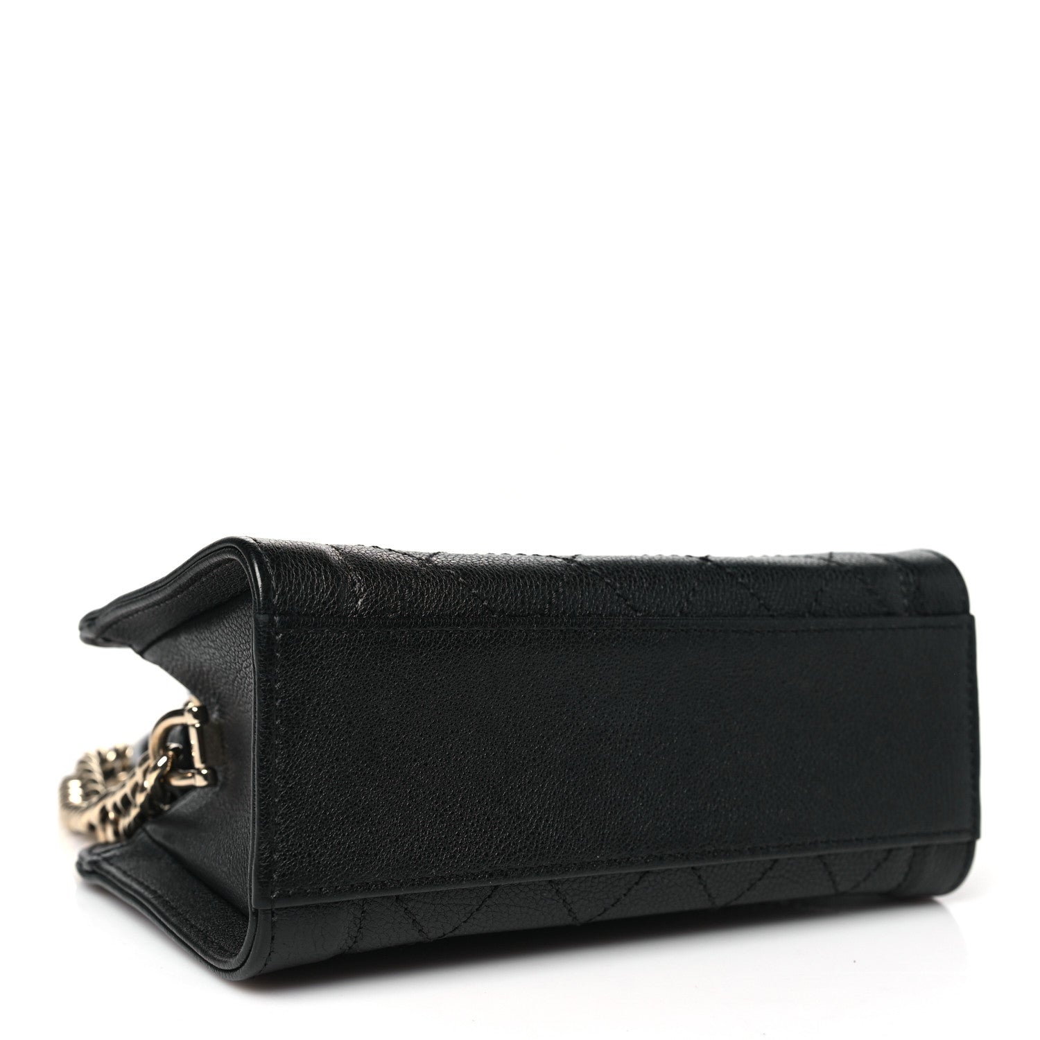 Chanel Grained Calfskin Stitched Mini Label Click Shopper Tote Black 4 of 10