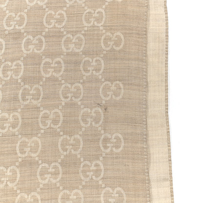 Gucci Wool Silk GG Monogram GGNat Scarf Sand 4 of 5