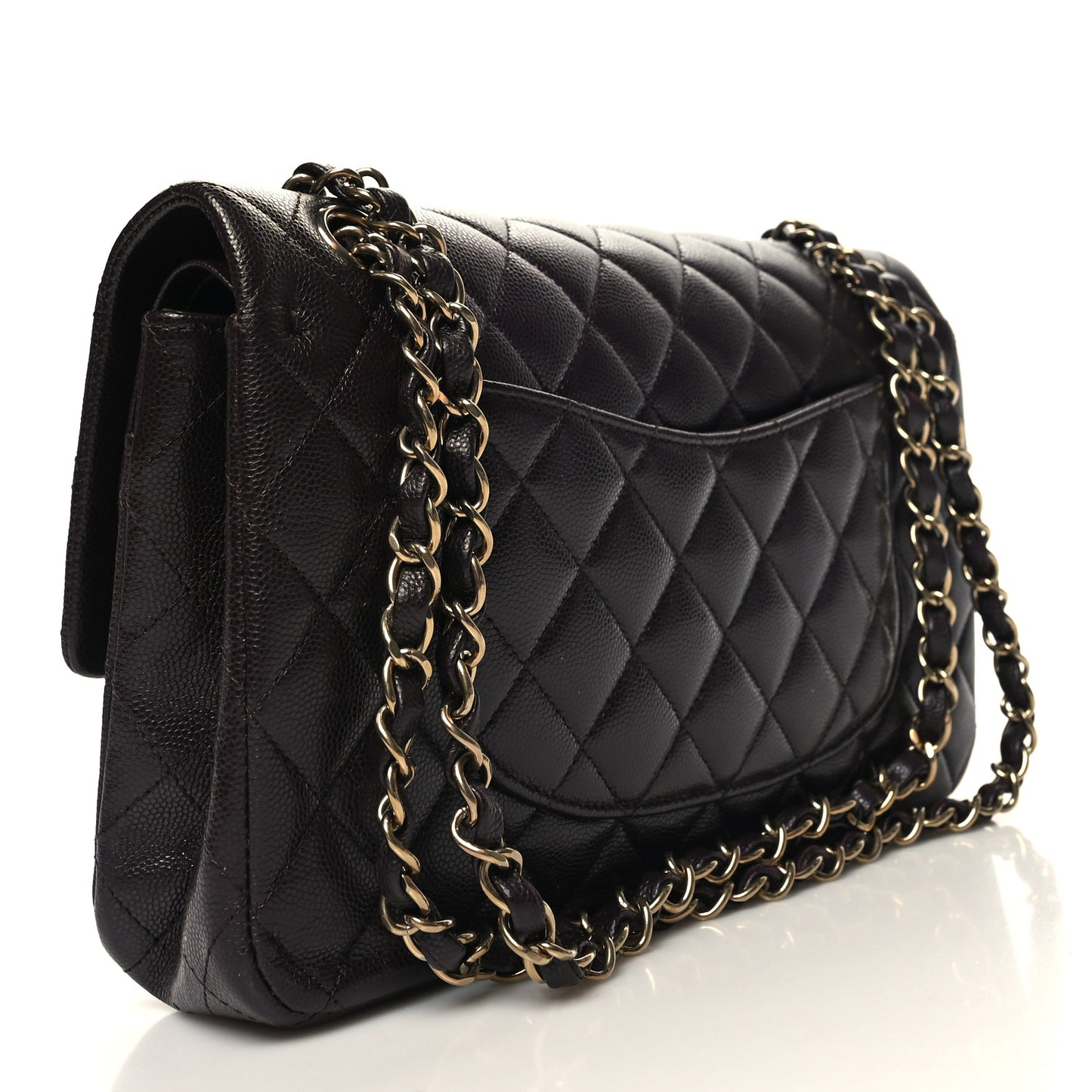 Caviar Quilted Small Double Flap Dark Brown