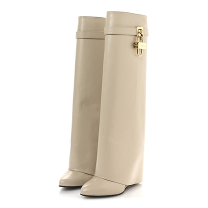 Givenchy Box Calfskin Shark Lock Pant Boots 38.5 Natural Beige 4 of 8