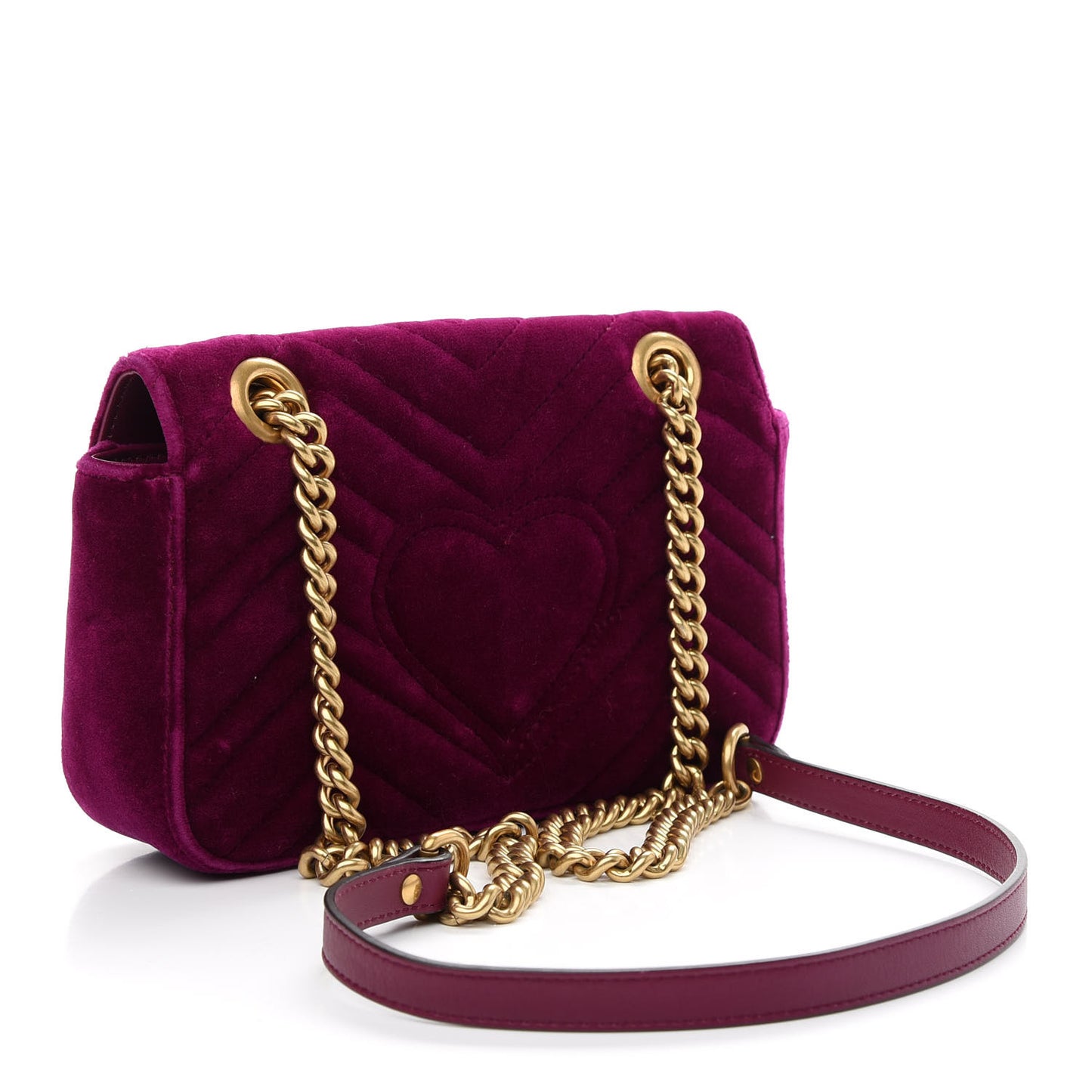 Velvet Matelasse Mini GG Marmont Shoulder Bag Fuchsia Violet Cyclamen
