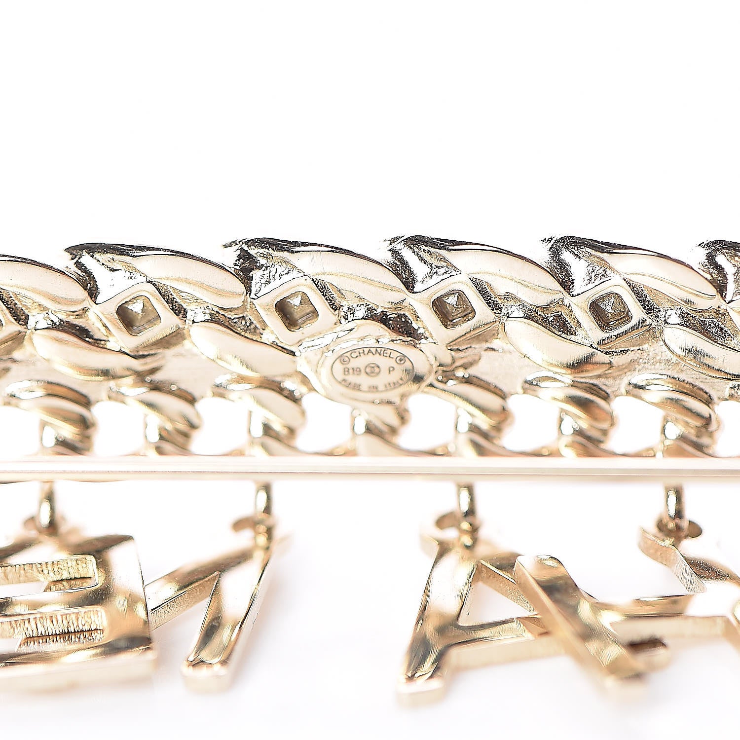 Chanel Crystal CC Logo Charms Brooch Gold 3 of 5