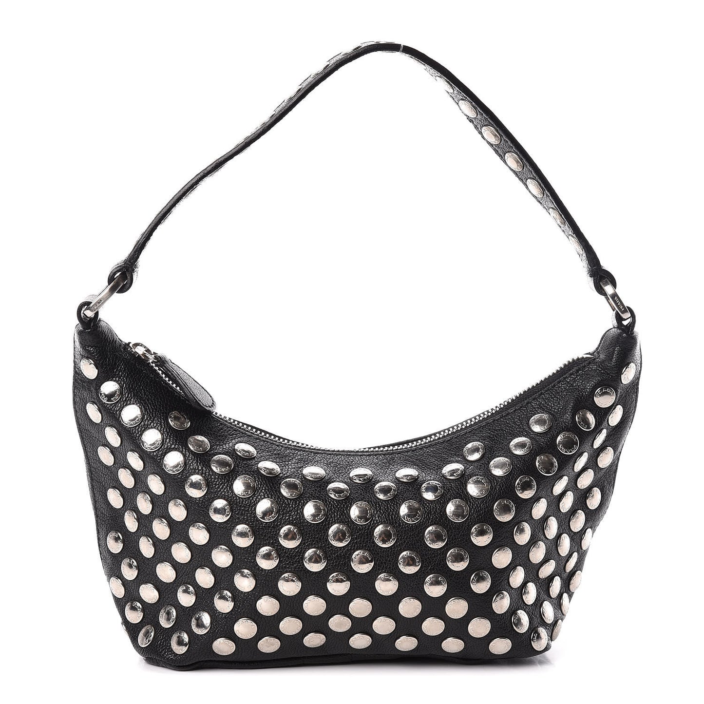 Muflone Metal Studded Necessaire Shoulder Bag Black