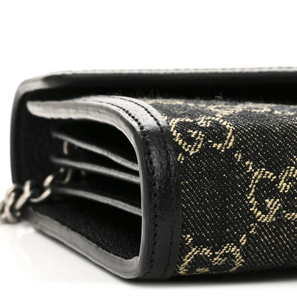 Gucci Jacquard Black Denim GG Monogram Mini Dionysus Chain Wallet Black Ivory 9 of 11