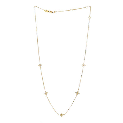 Roberto Coin 18K Yellow Gold Diamond By the Inch Five Station Flower Necklace 3 of 5