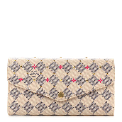 Louis Vuitton Damier Azur Studded Sarah Wallet NM Fuchsia 1 of 6