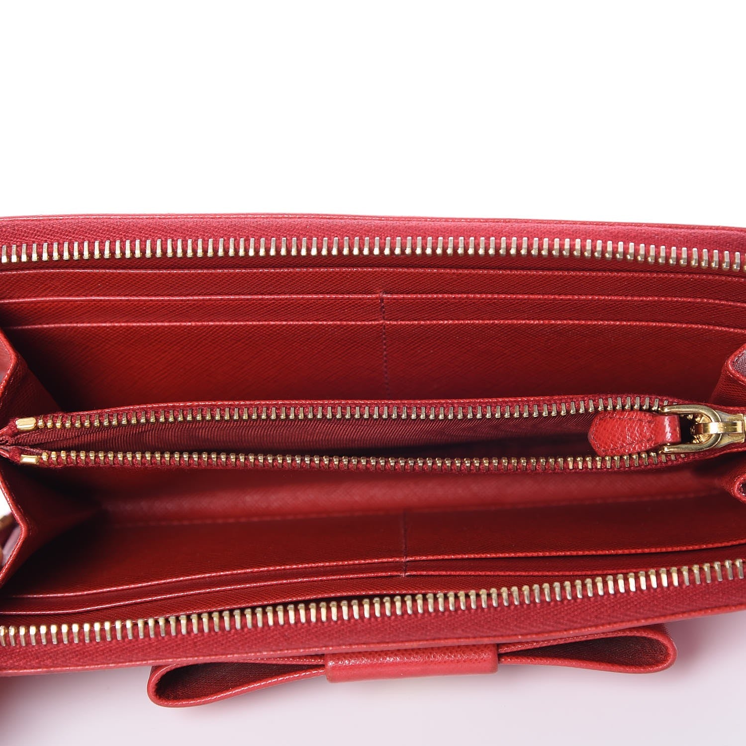 Prada Saffiano Fiocco Bow Zip Around Wallet Fuoco 5 of 12