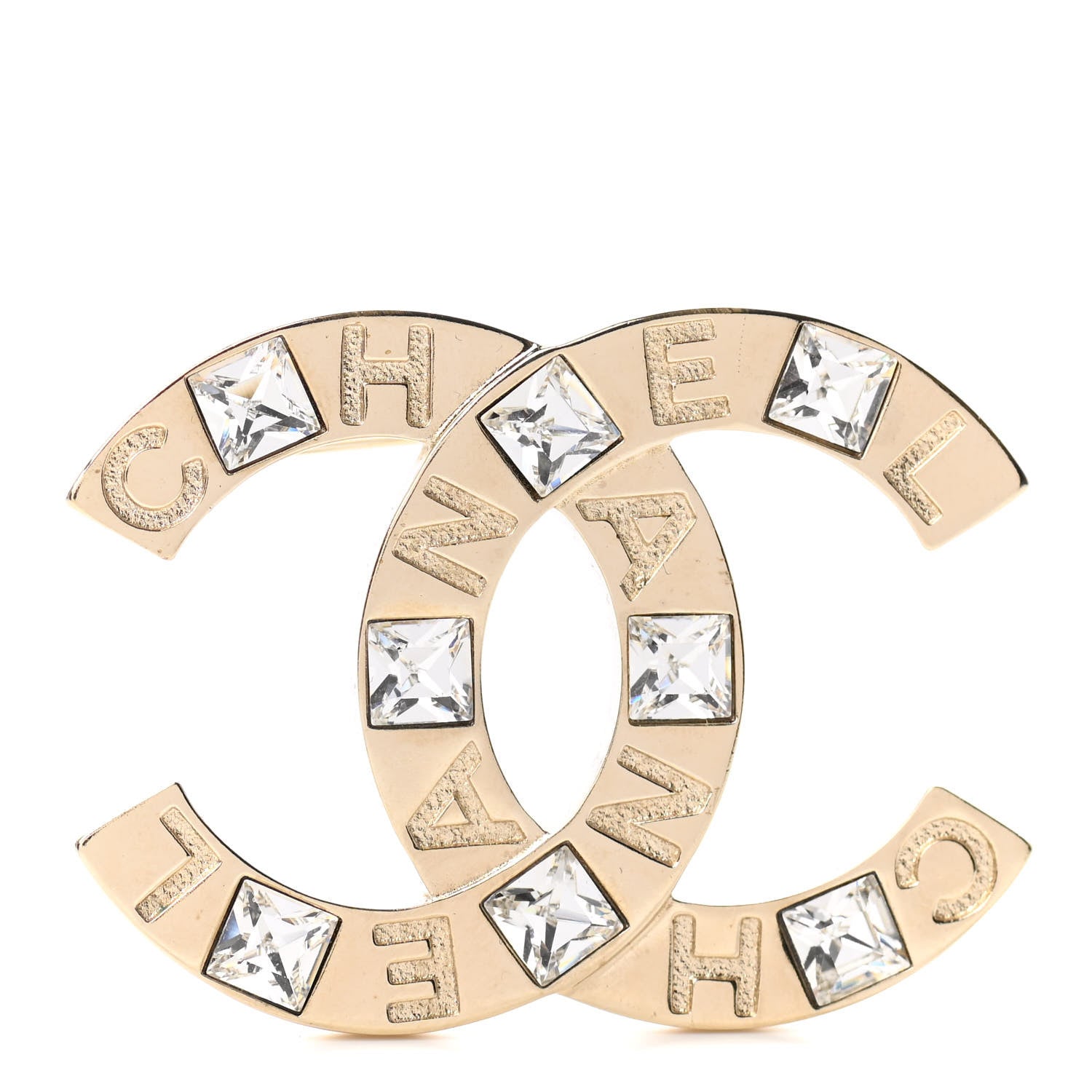 Chanel Baguette Crystal Logo CC Brooch Gold 1 of 4