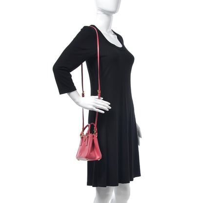 Prada Saffiano Mini Galleria Double Zip Tote Peonia 2 of 8