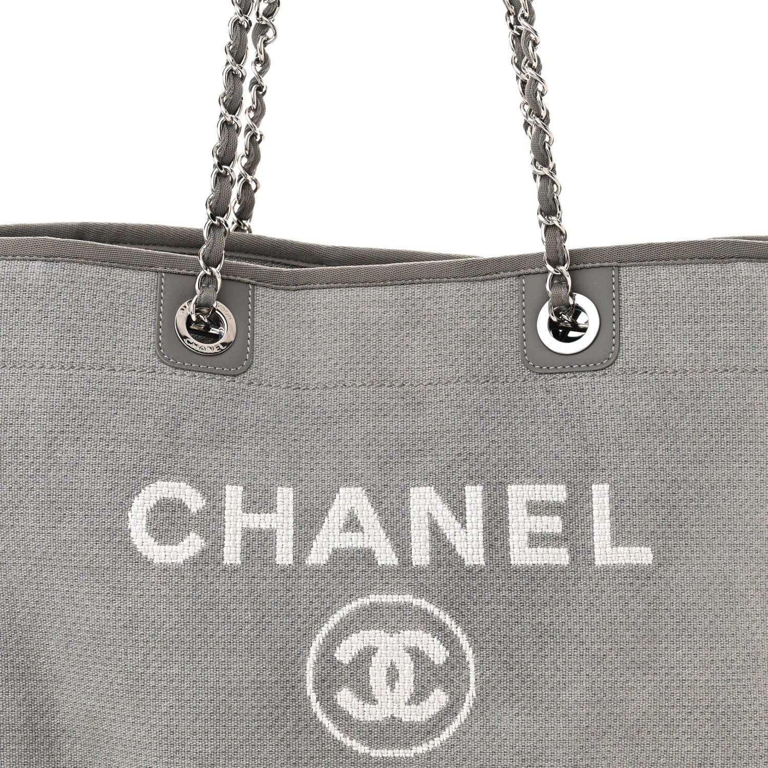 Chanel Canvas Small Deauville Tote Grey 8 of 13