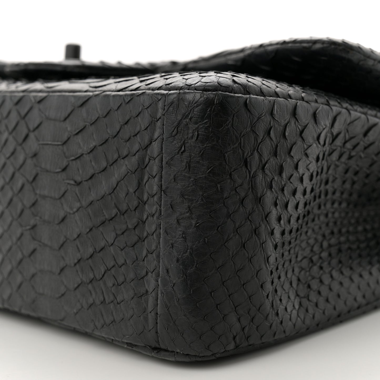 Snakeskin Jumbo Double Flap So Black