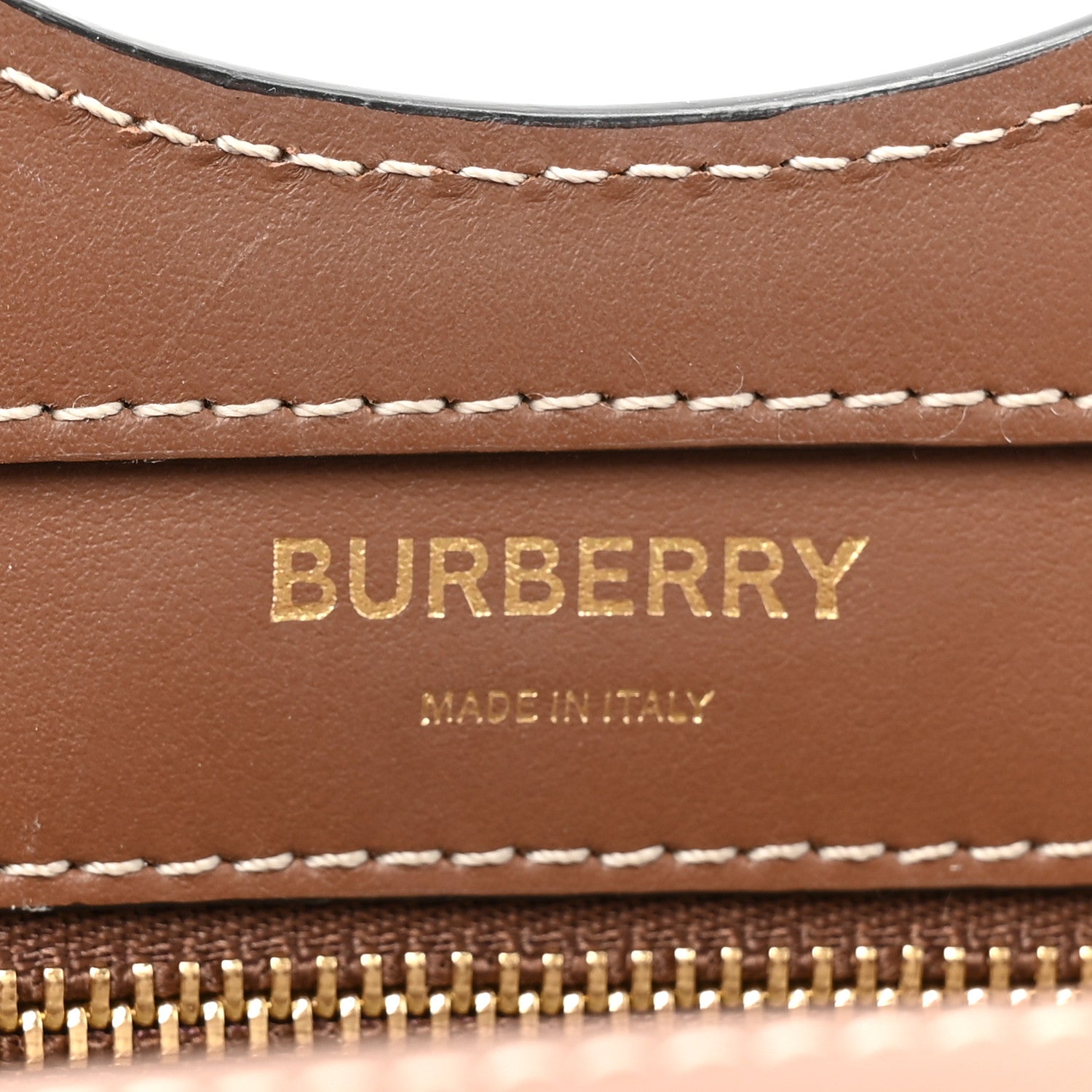 Burberry Canvas Smooth Calfskin Two Tone Mini Pocket Bag Natural Malt Brown 7 of 13