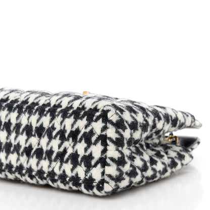 Chanel Tweed Houndstooth Quilted Nano Kelly Shopper Black White 10 of 11