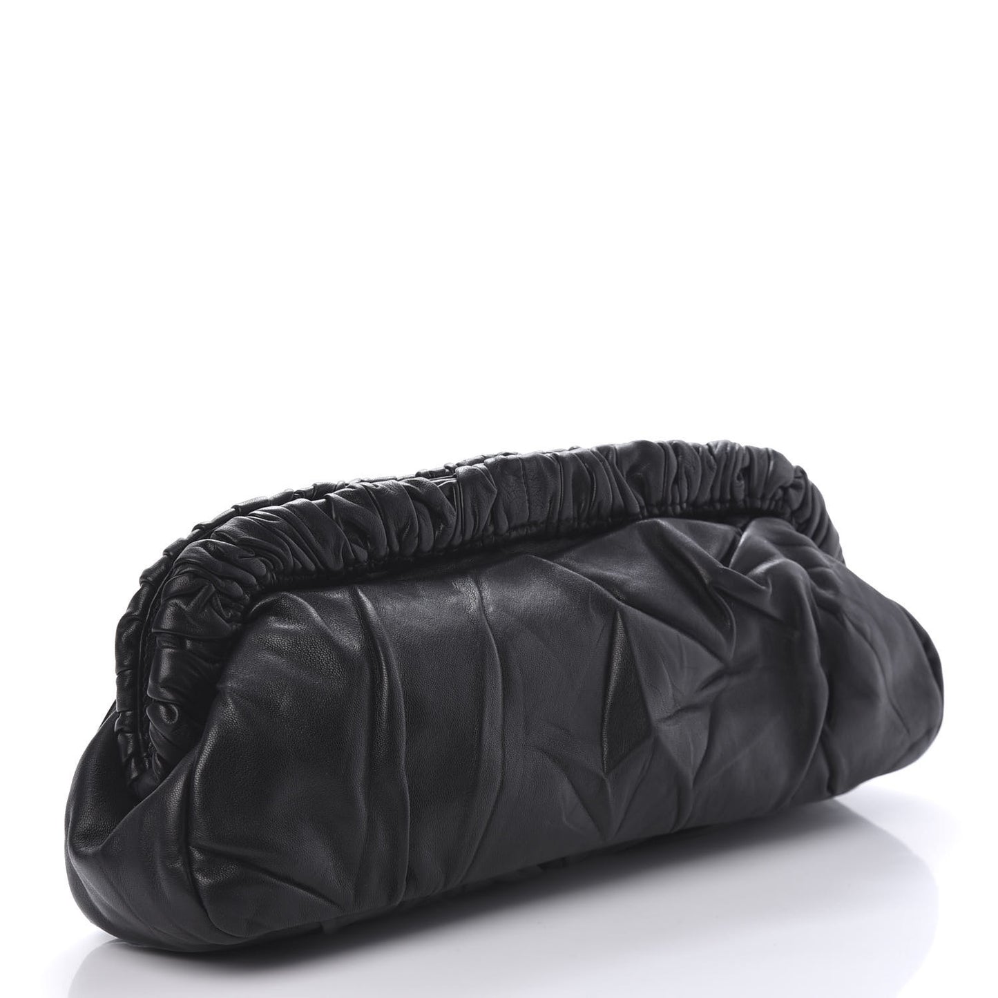 Nappa Pleated Pochette Clutch Black