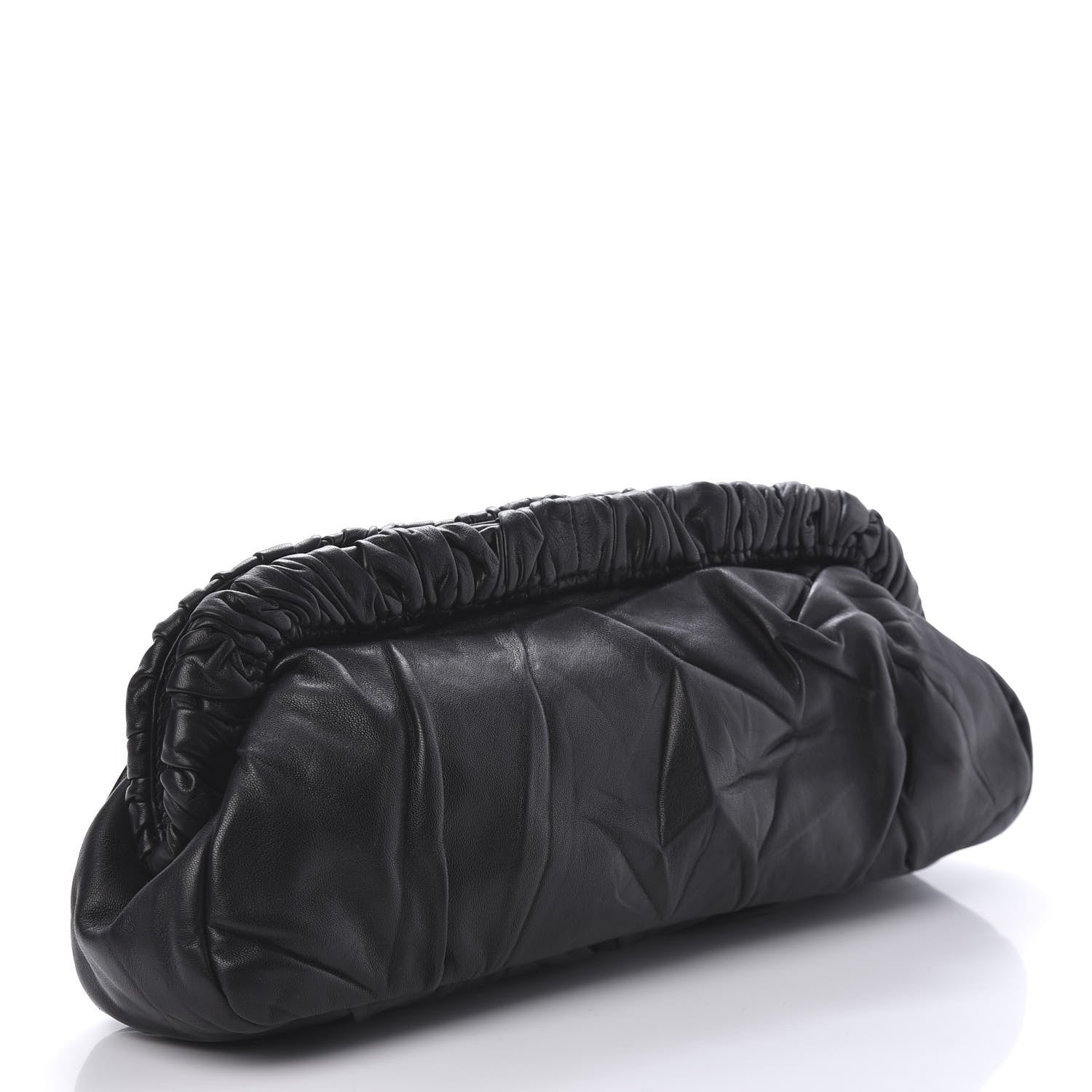 Prada Nappa Pleated Pochette Clutch Black 3 of 11