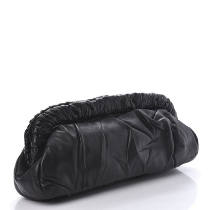 Prada Nappa Pleated Pochette Clutch Black 3 of 11