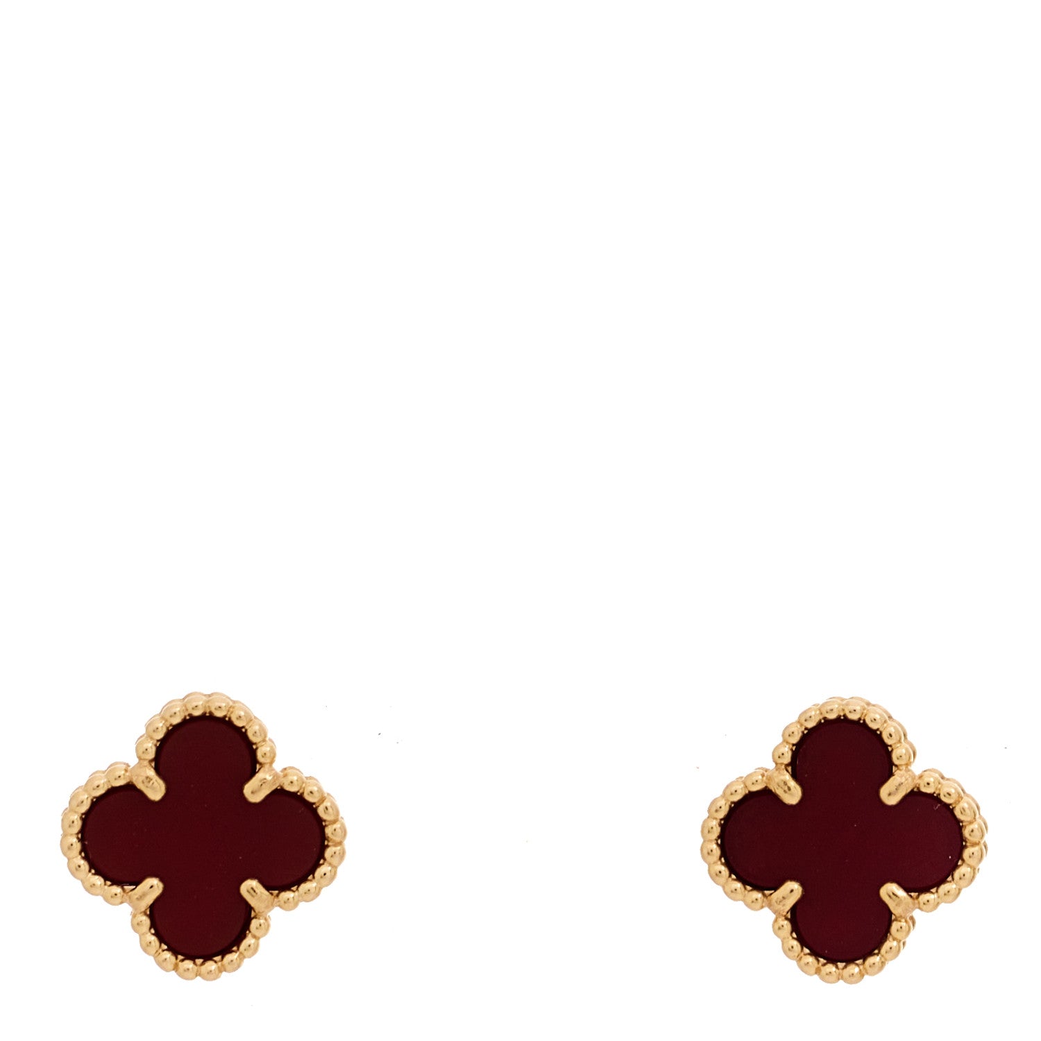 Van Cleef & Arpels 18K Rose Gold Carnelian Sweet Alhambra Earrings 1 of 5