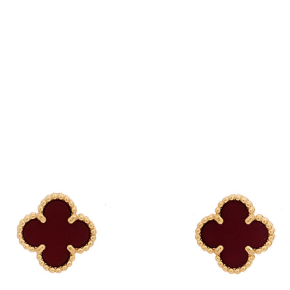 Van Cleef & Arpels 18K Rose Gold Carnelian Sweet Alhambra Earrings 1 of 5