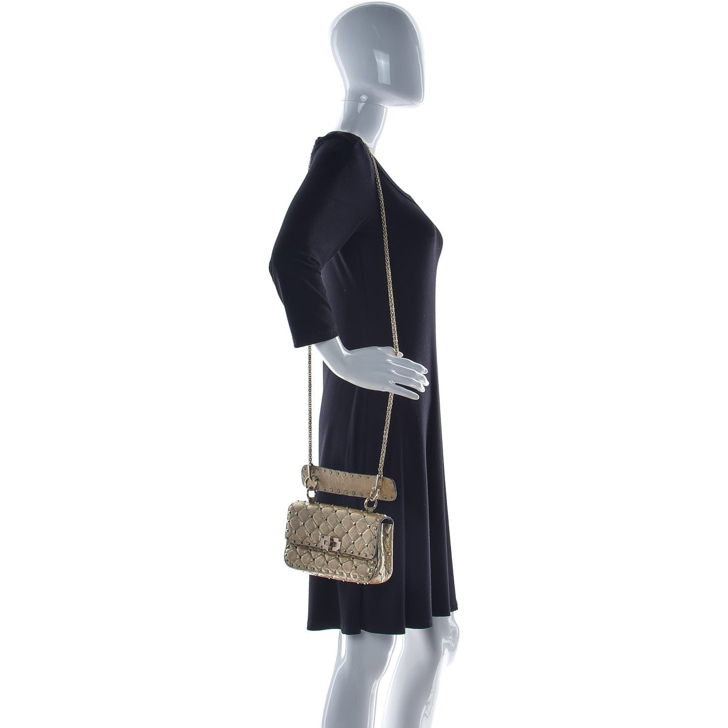 Valentino Garavani Metallic Nappa Small Rockstud Spike Shoulder Bag Mekong 3 of 10
