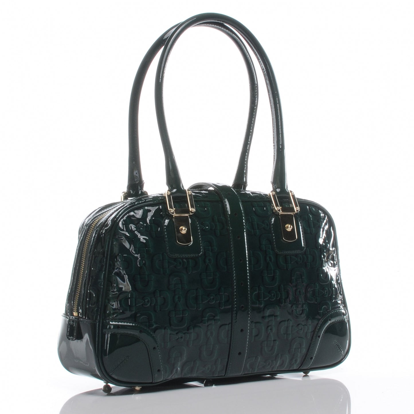 Patent Horsebit Print Glam Boston Green