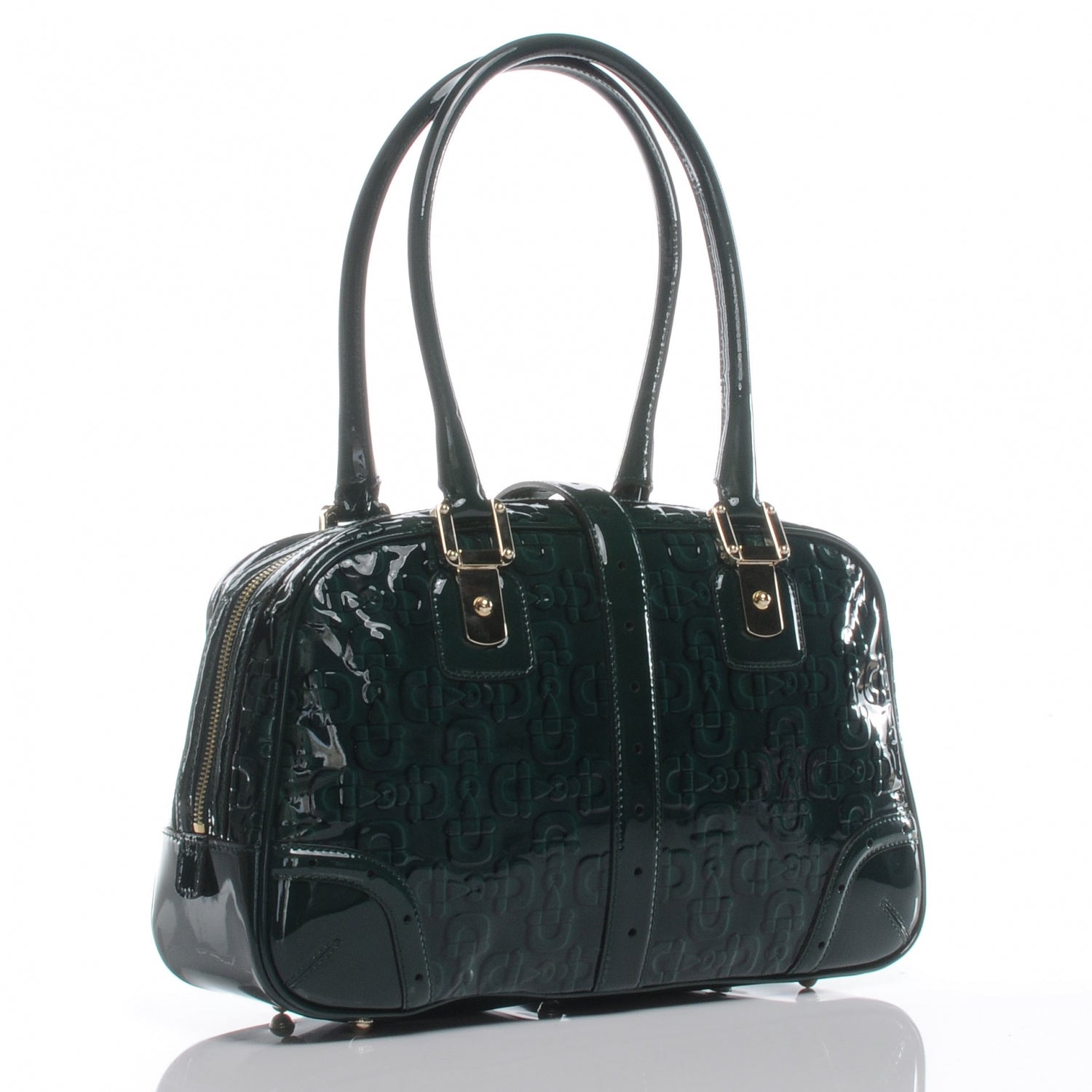 Gucci Patent Horsebit Print Glam Boston Green 3 of 7