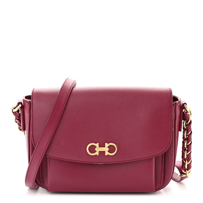 Salvatore Ferragamo Saffiano Sandrine Shoulder Bag Wine 1 of 15