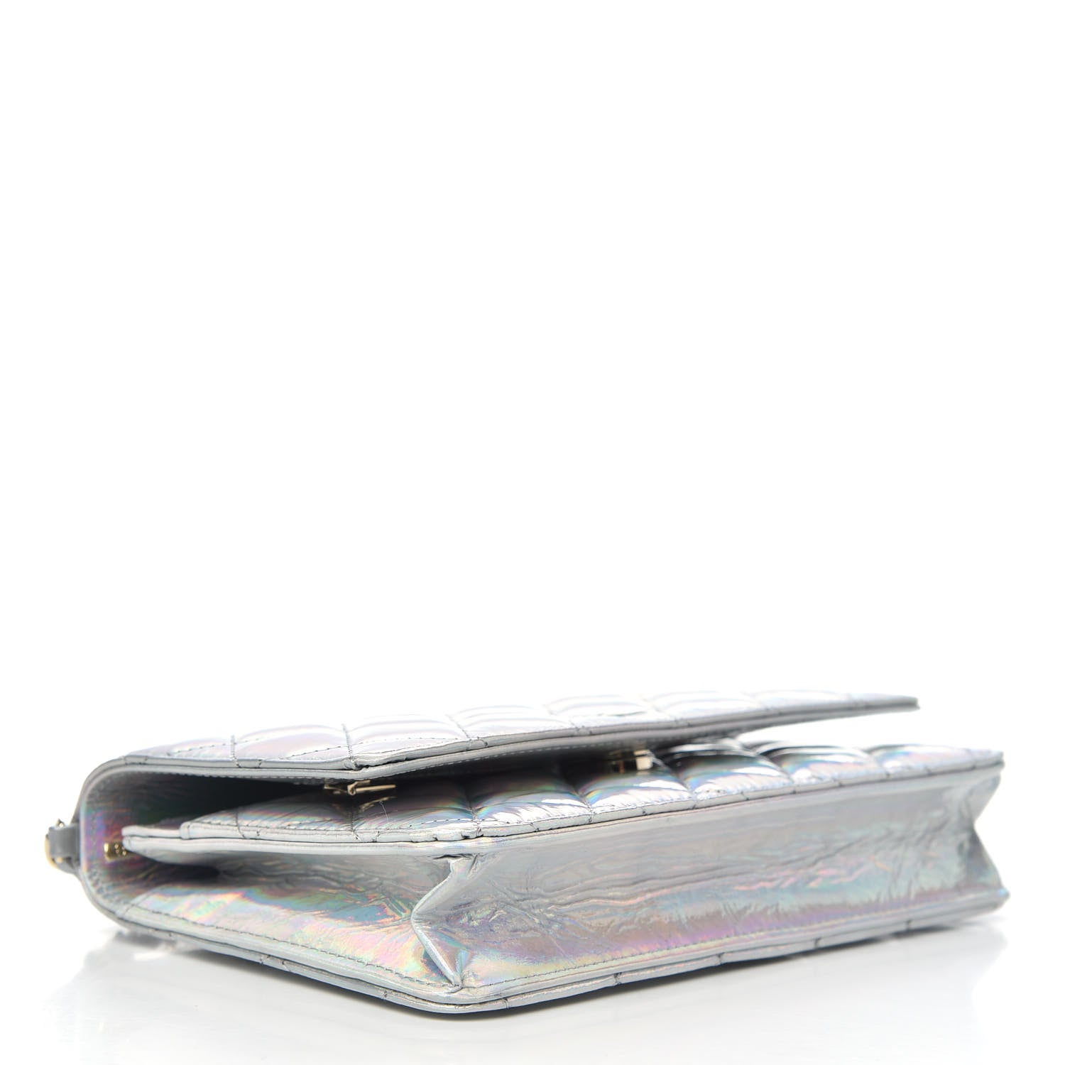 Chanel Iridescent Goatskin Quilted Wallet On Chain WOC Silver 4 of 11