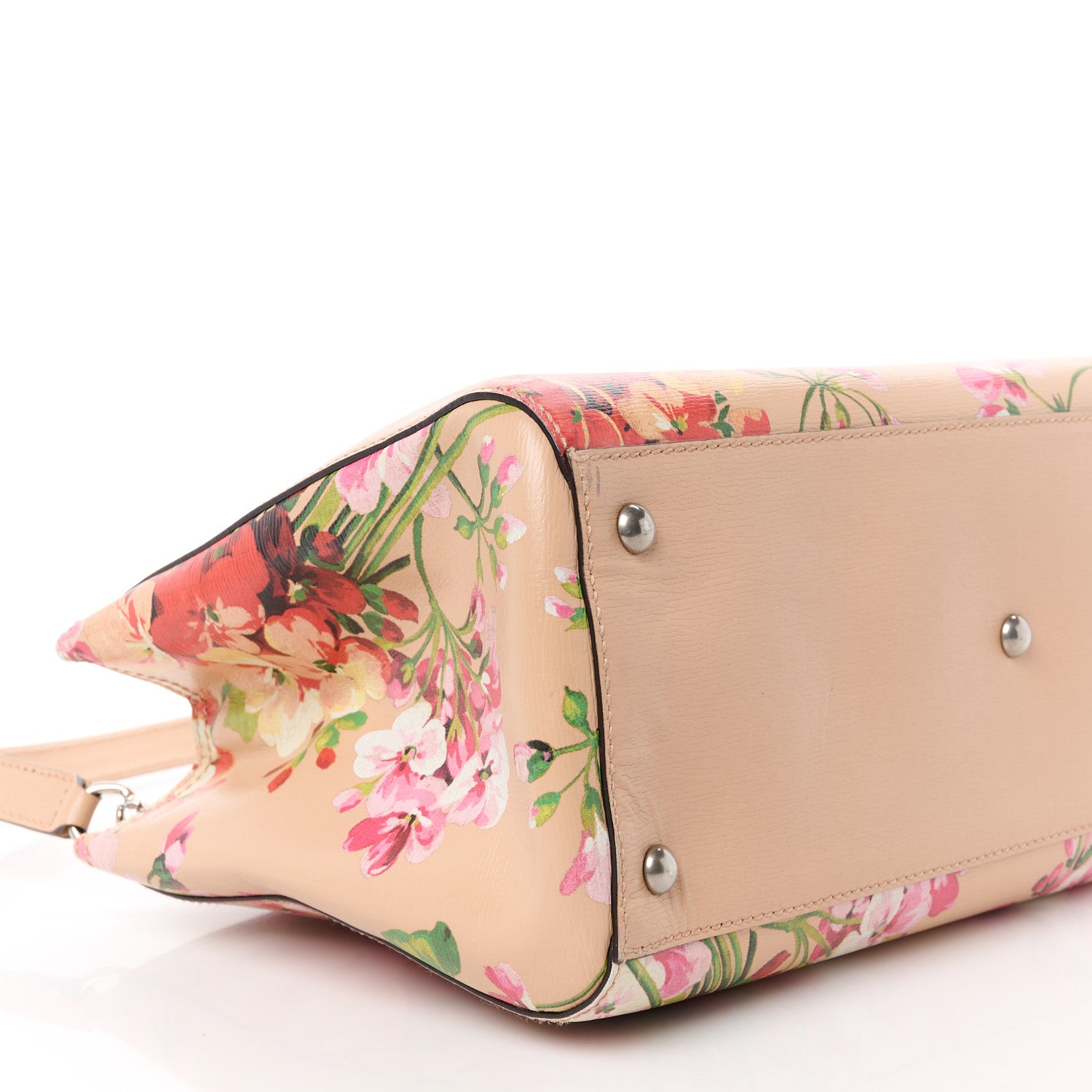Gucci GG Supreme Monogram Tian Medium Bamboo Shopper Tote Beige Multicolor Red Pink Apricot Multicolor 11 of 12