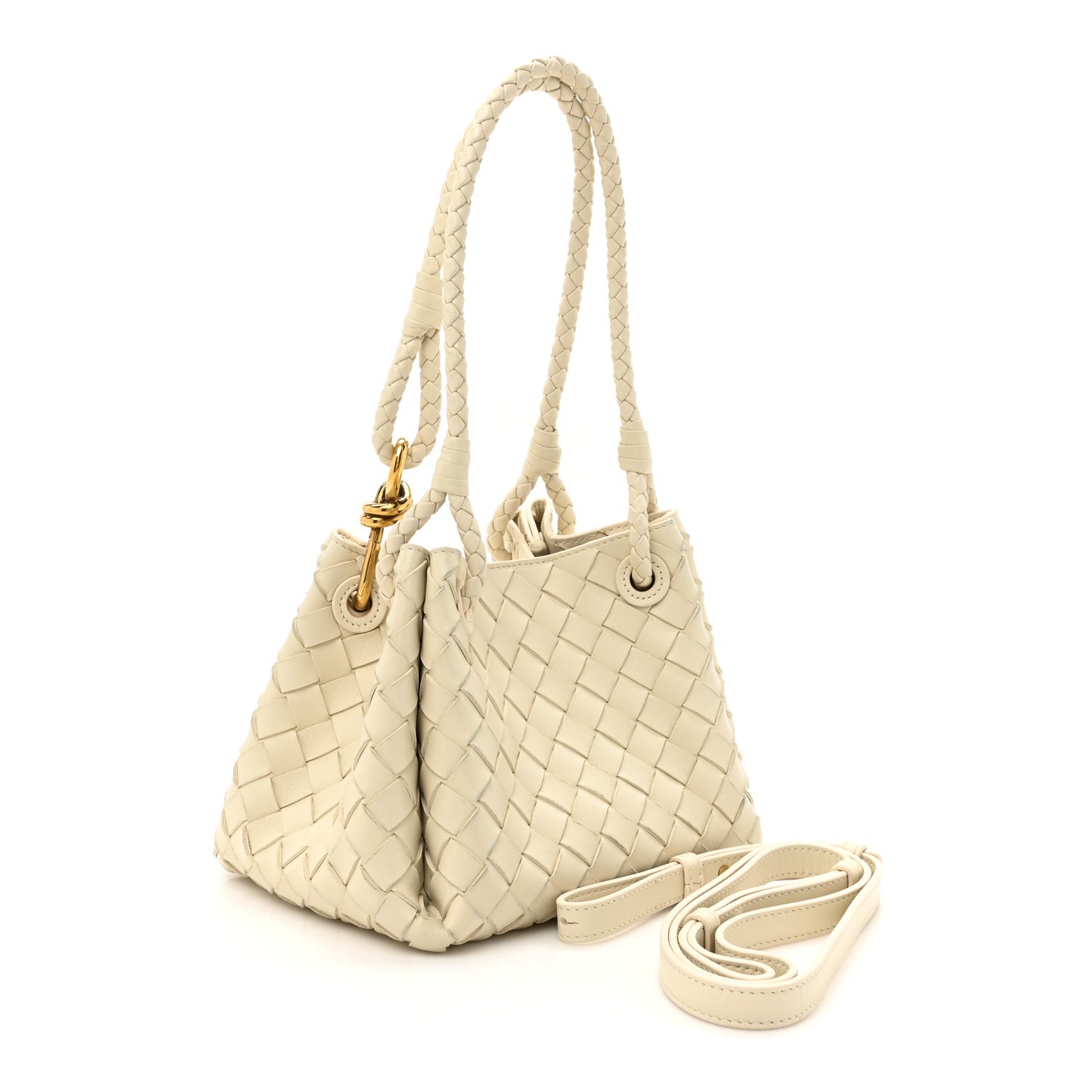 Nappa Intrecciato Small Parachute Shoulder Bag Sea Salt