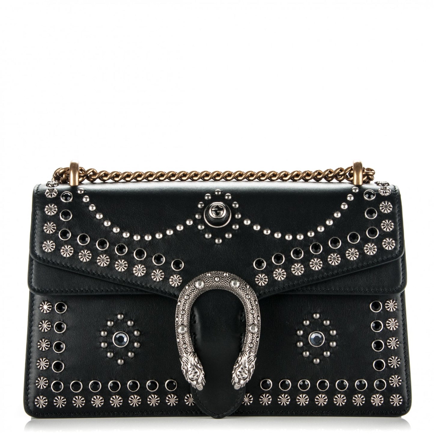 Calfskin Studded Small Dionysus Shoulder Bag Black