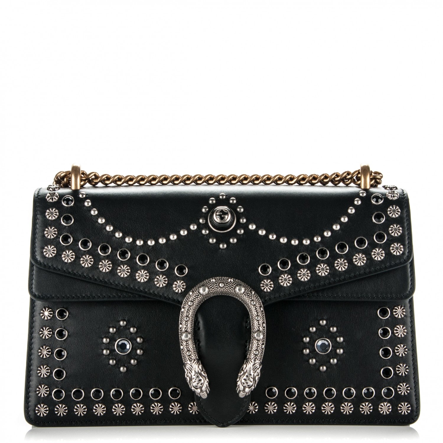 Gucci Calfskin Studded Small Dionysus Shoulder Bag Black 1 of 7