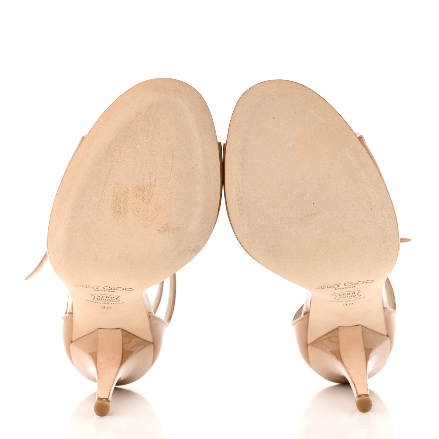 Patent Calfskin Sandals 38 Nude