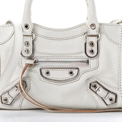 Balenciaga Chevre Silver Metallic Edge Hardware Nano City White 10 of 17