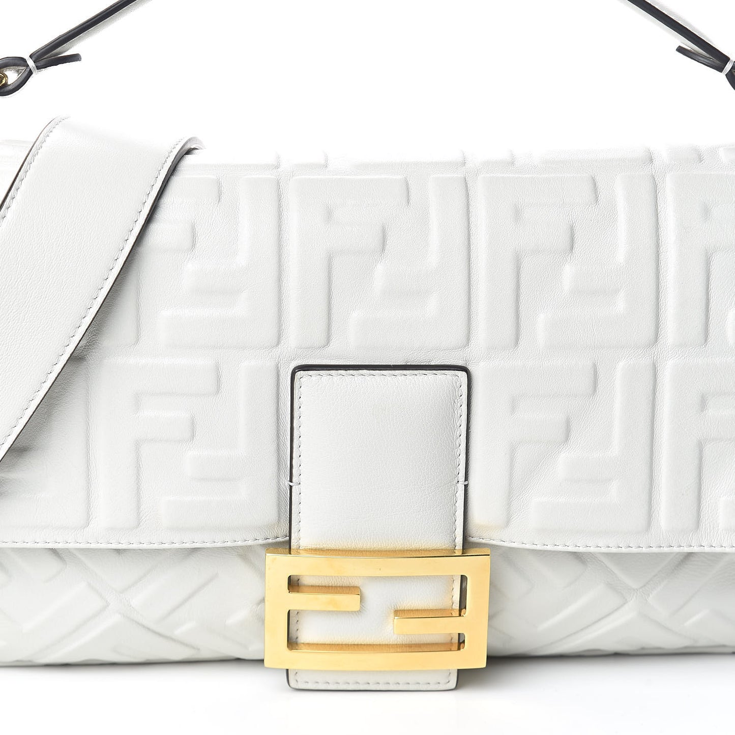 Nappa FF 1974 Embossed Large Baguette White
