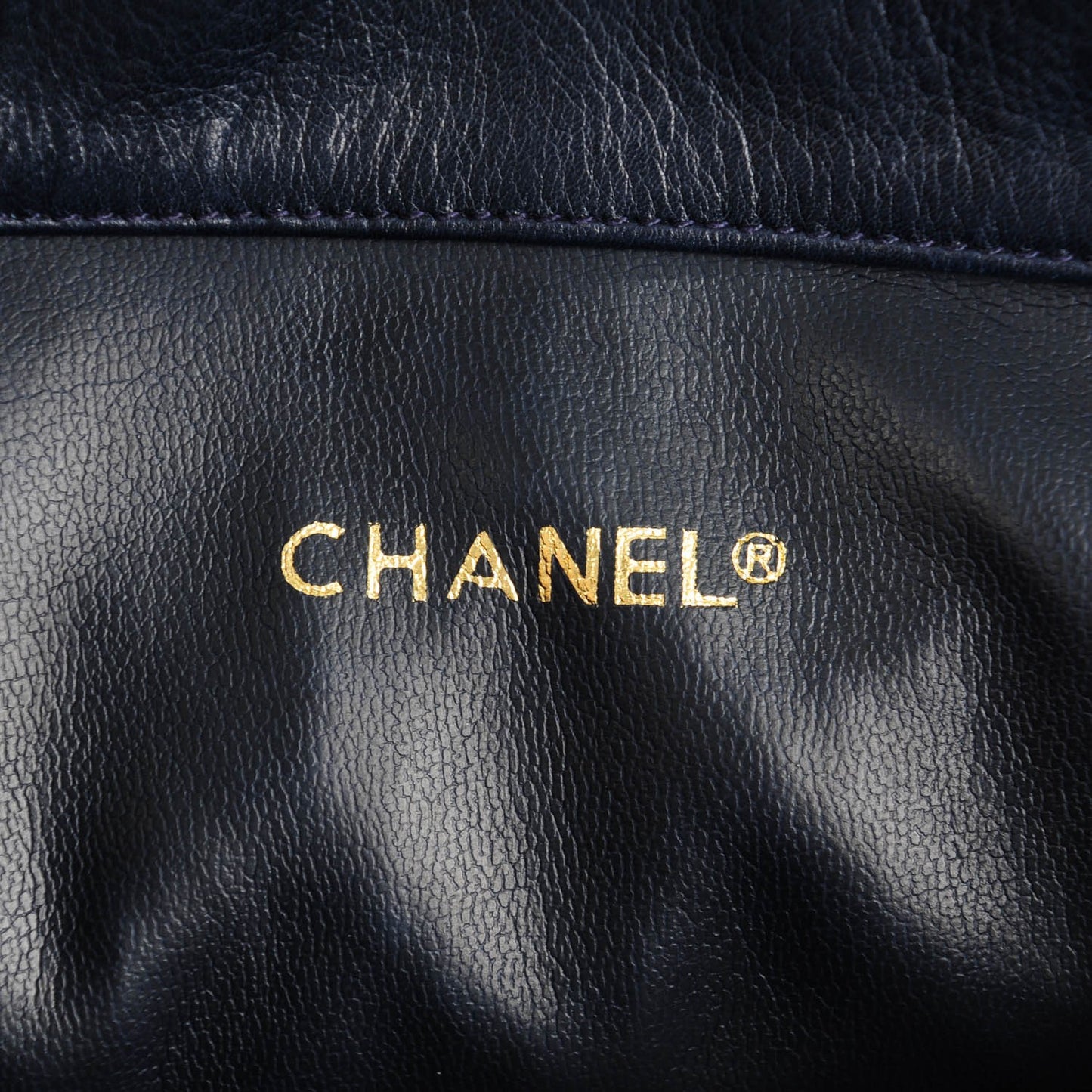 Lambskin Quilted Shoulder Bag Navy Blue