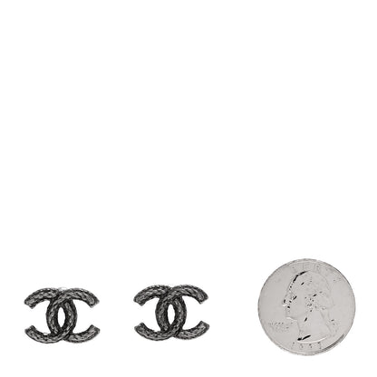 Chanel Ruthenium Twisted CC Earrings Silver 2 of 4