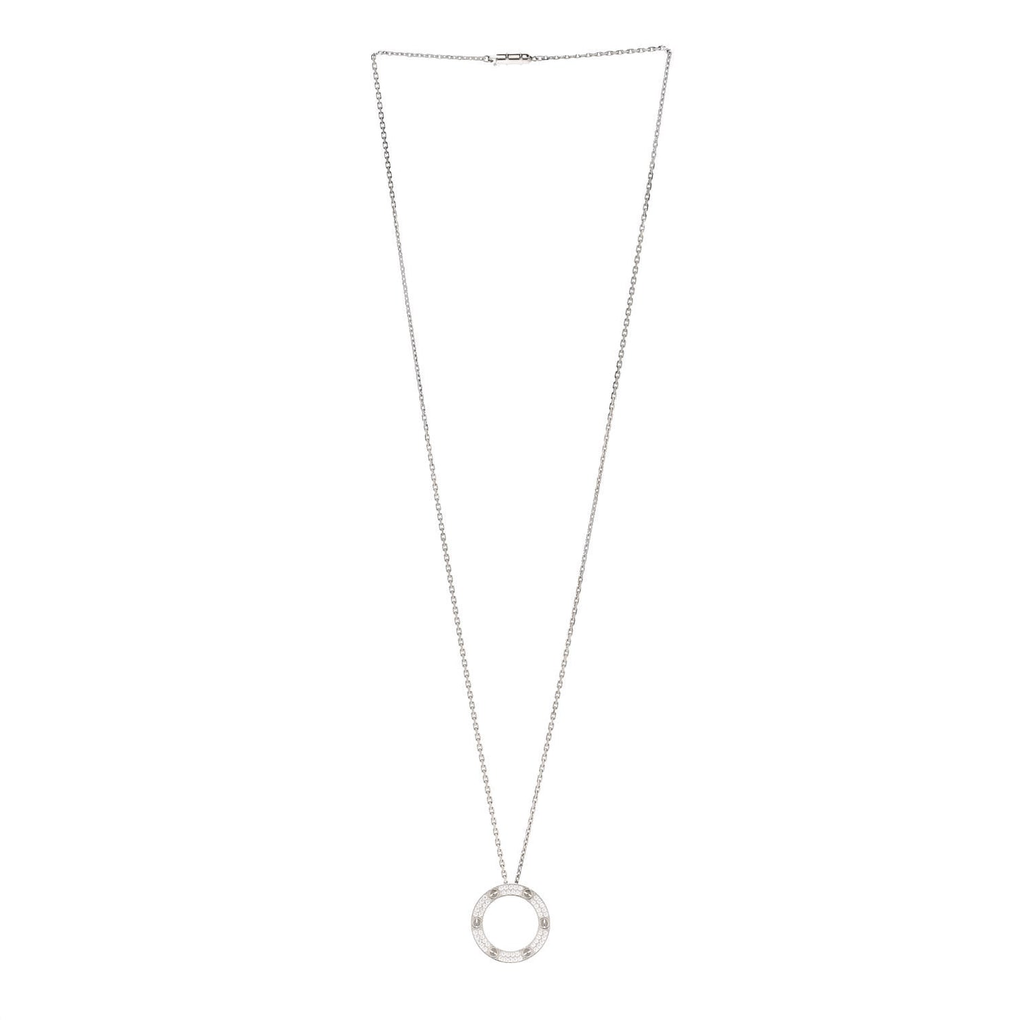 18K White Gold Diamond LOVE Paved Necklace