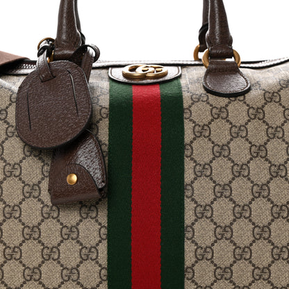 Gucci GG Supreme Monogram Textured Dollar Calfskin Web Medium Ophidia Carry-On Duffle Bag Beige Ebony New Acero 8 of 13