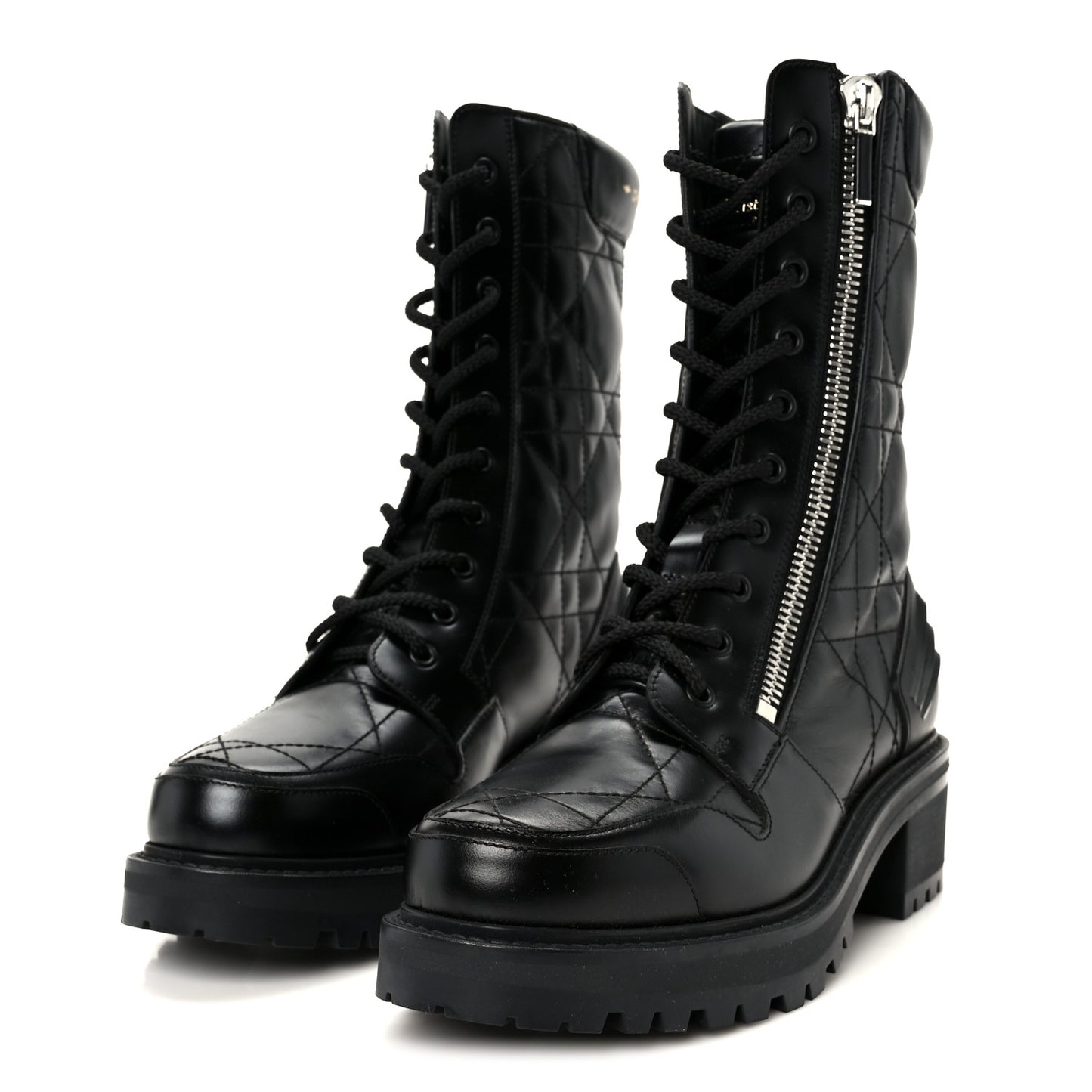 Calfskin Cannage D-Leader Ankle Boots 37.5 Black