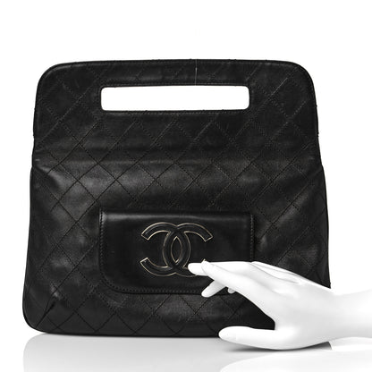 Chanel Calfskin Stitched CC Flap Clutch Black 2 of 15