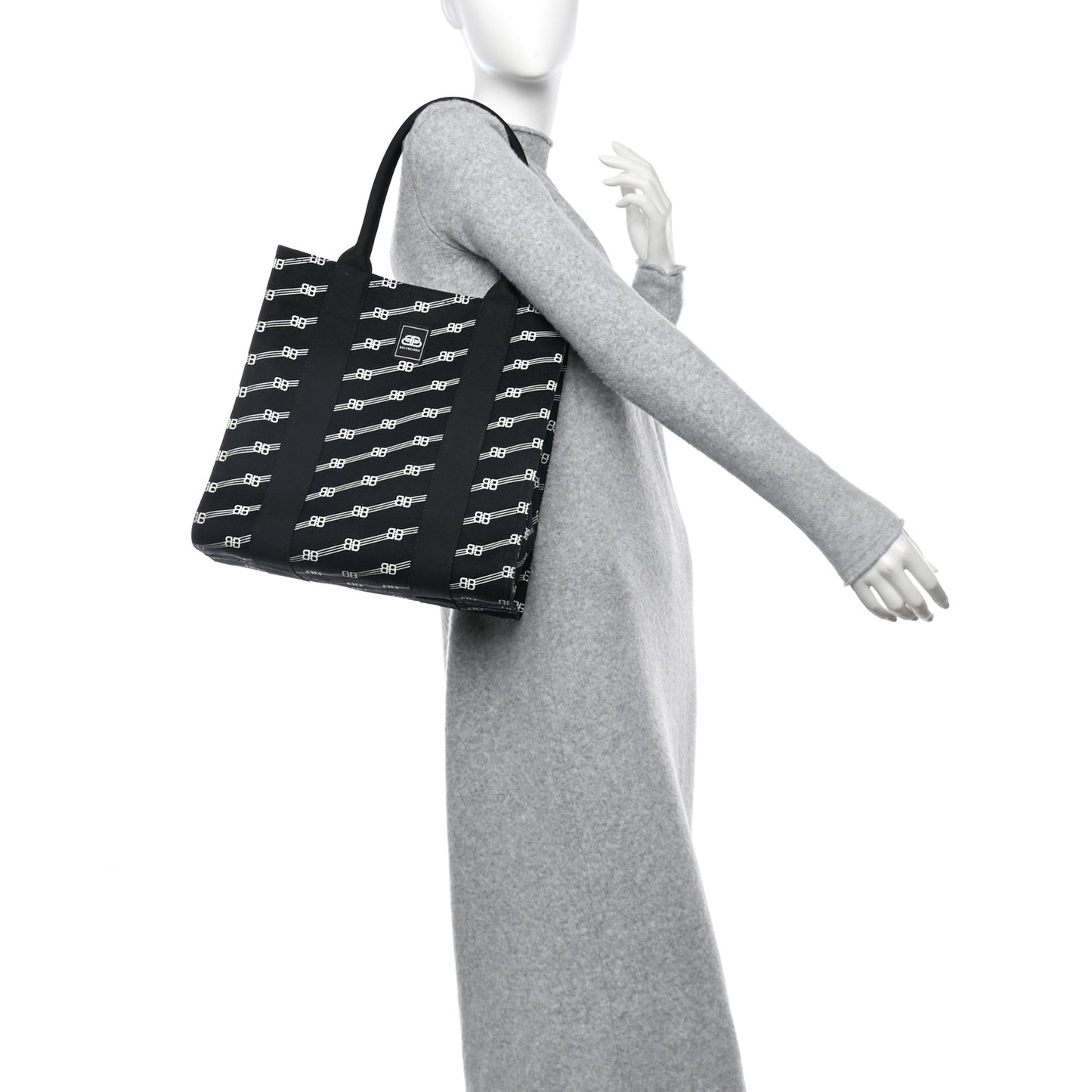 Canvas BB Monogram Sharp Tote Black